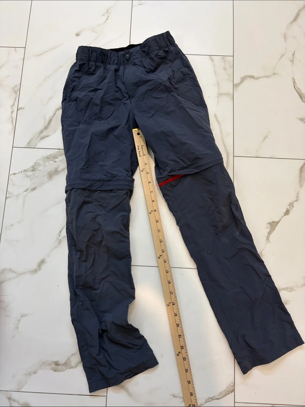 Lands' End Navy Zip-Off Kids' Outdoor Pants with Red Trim